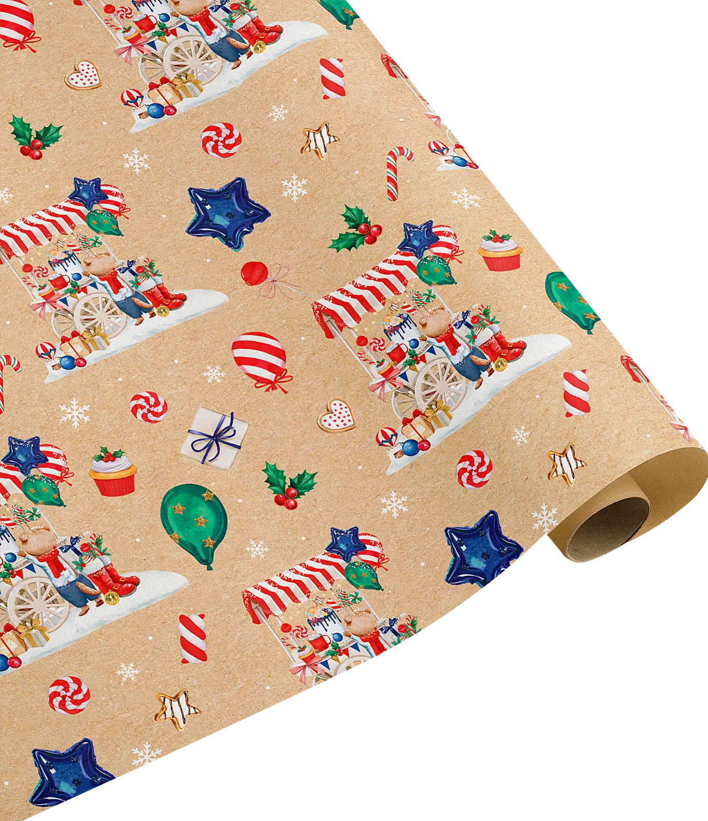 Упаковочная бумага Пакетико новогодняя в стиле крафт 70*100см