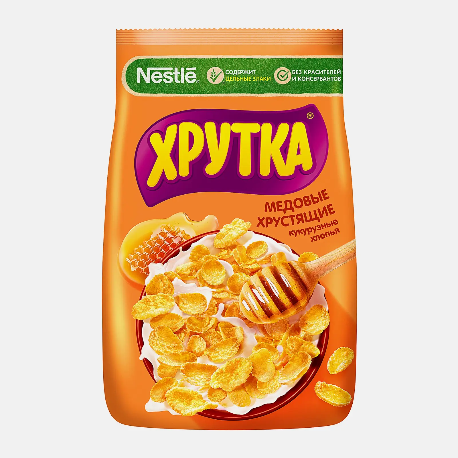 Изображение товара Кукурузные хлопья Хрутка Медовые 300г с кальцием - полезный завтрак для всей семьи