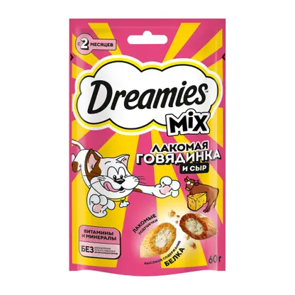 Изображение товара Лакомство для кошек Dreamies С говядиной и Сыром Микс говядина сыр 60г