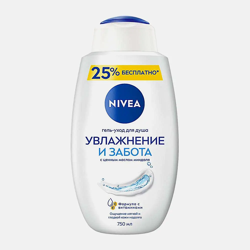Гель-уход для душа Увлажнение и забота NIVEA 750мл Гель-уход для душа Увлажнение и забота NIVEA 750мл