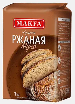 Мука Makfa ржаная обдирная хлебопекарная 1кг