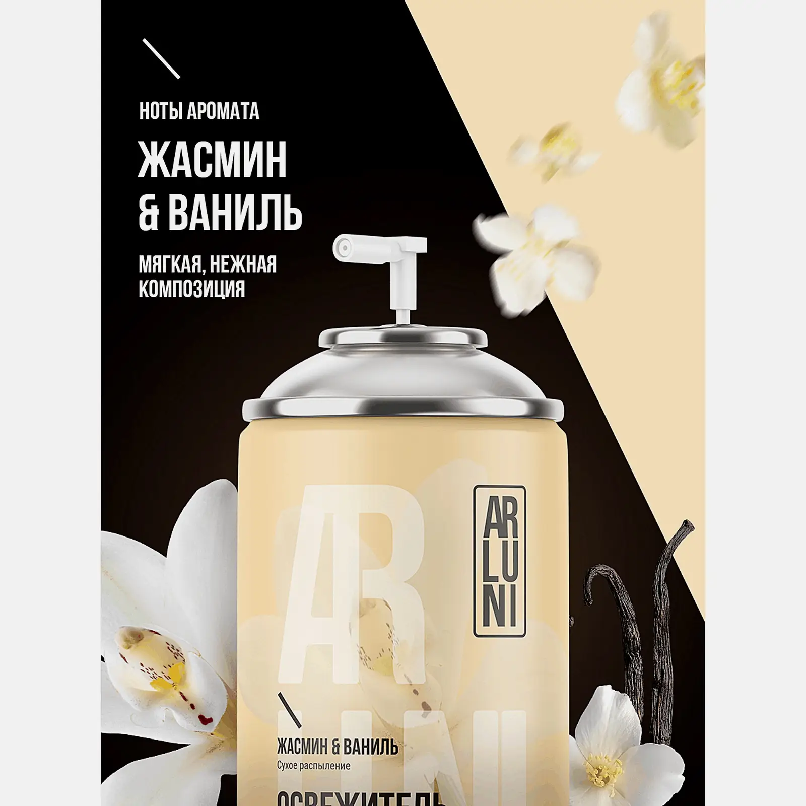 Сменный баллон для автоматического освежителя воздуха Жасмин и ваниль Arluni 250мл - фото 2 Сменный баллон для автоматического освежителя воздуха Жасмин и ваниль Arluni 250мл - фото 2