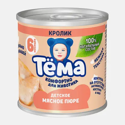 Пюре Тема Цыпленок с кроликом с 6 месяцев 90г