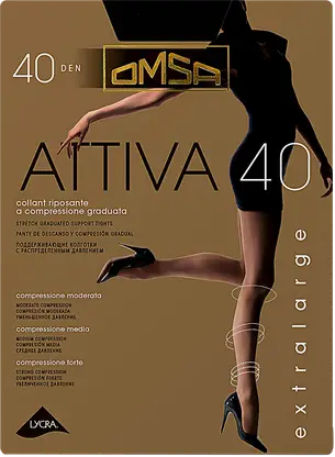 Колготки женские Omsa Attiva 40 черные р.XXL