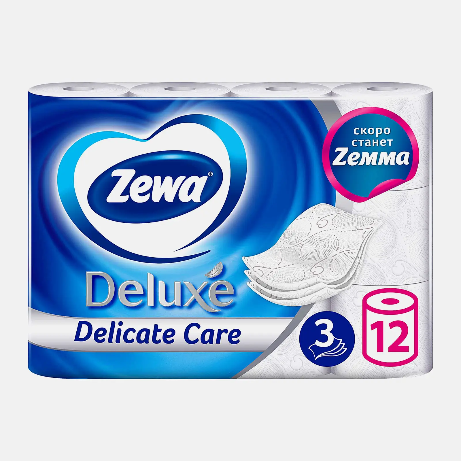Туалетная бумага Zewa Deluxe без аромата 3 слоя 12 рулонов в ассортименте
