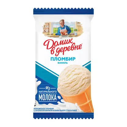 Изображение товара Мороженое Домик в деревне пломбир с ароматом ванили 80г