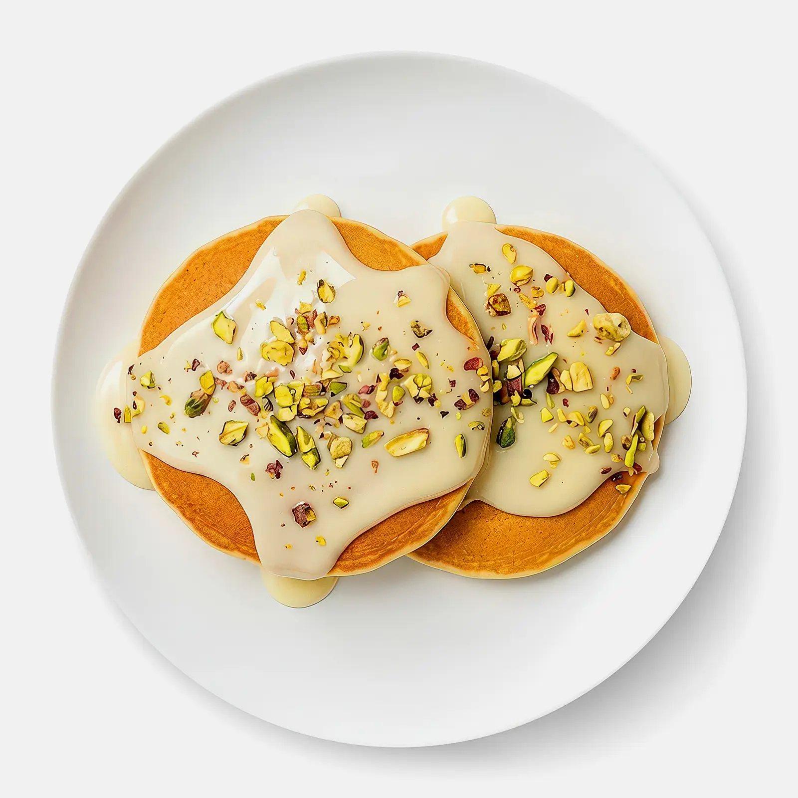 Банановые панкейки с соусом из белого шоколада и фисташкой 180г