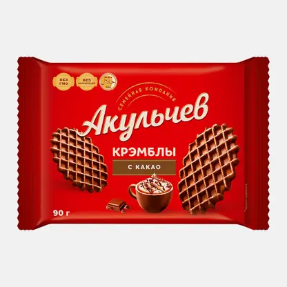 Вафли Крэмблы с какао Акульчев 90г