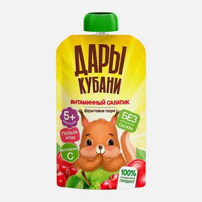 Пюре детское Дары Кубани Яблоко Шиповник Клюква с 5 месяцев 90г