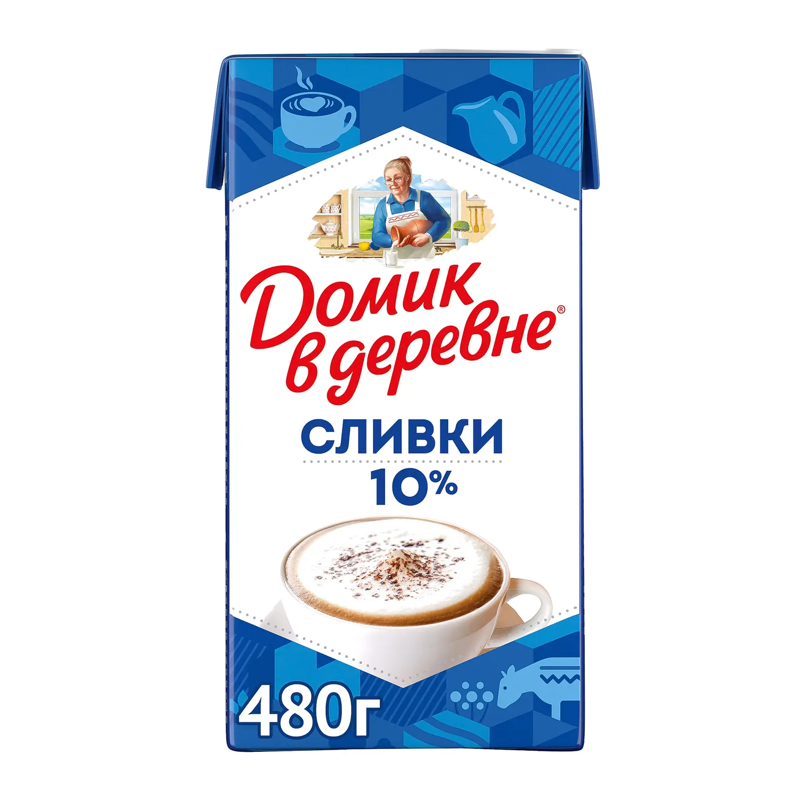 Изображение товара Стерилизованные сливки Домик в деревне 10% 480г - натуральный продукт для кулинарии