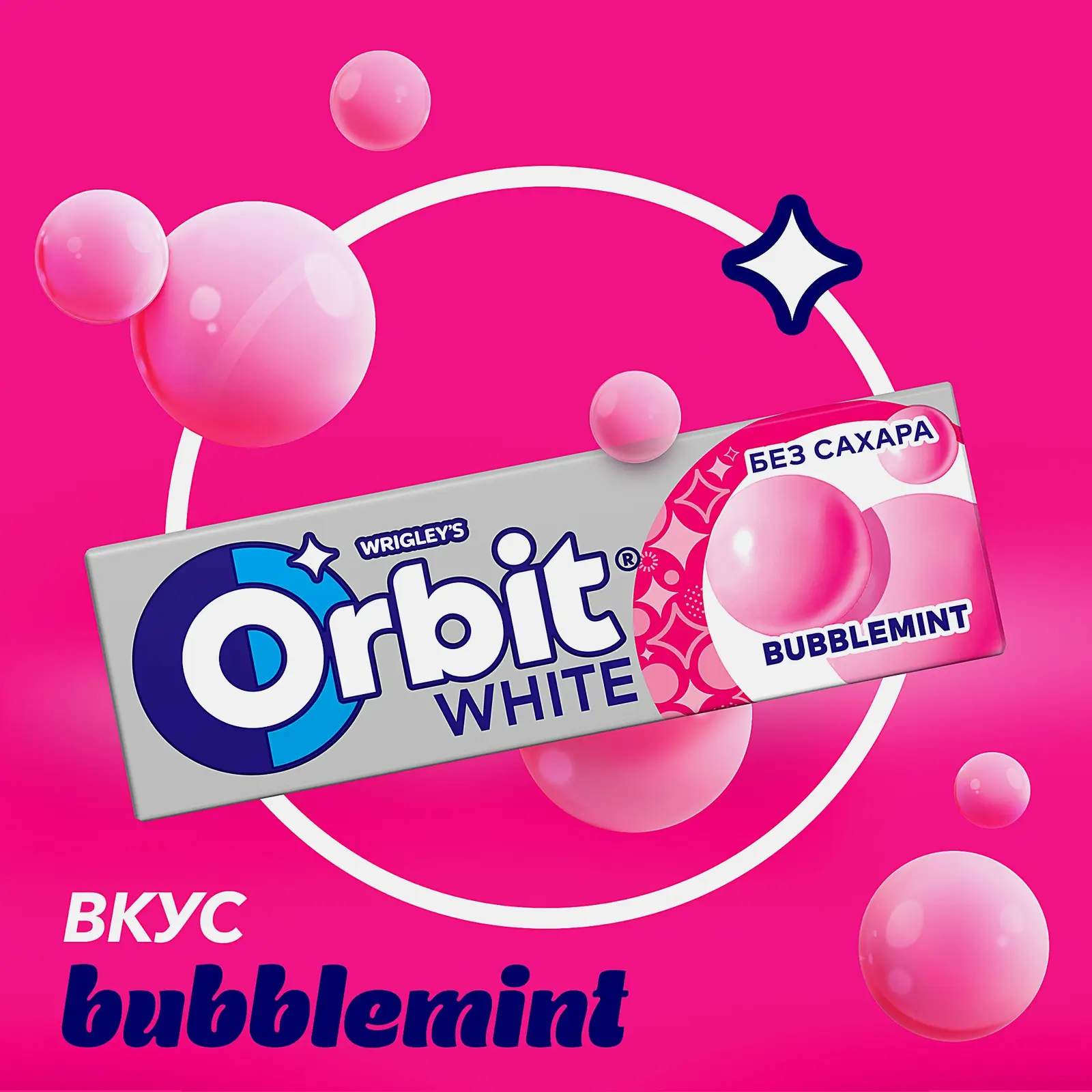 Жевательная резинка Bubblemint без сахара Orbit White 13.6г