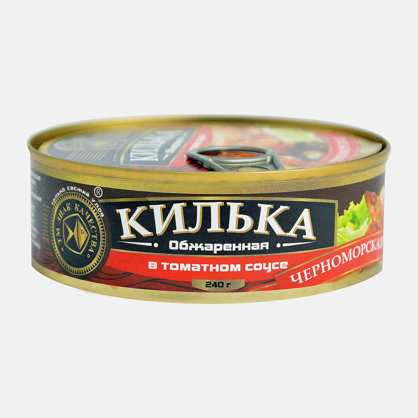 Изображение товара Килька Знак Качества обжаренная в томатном соусе 240г