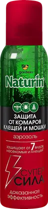Аэрозоль для защиты от комаров клещей и мошек Gardex Natur Супер Сила 150мл