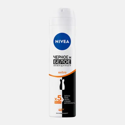 Антиперспирант Черное и белое Невидимый женский NIVEA Extra 150мл