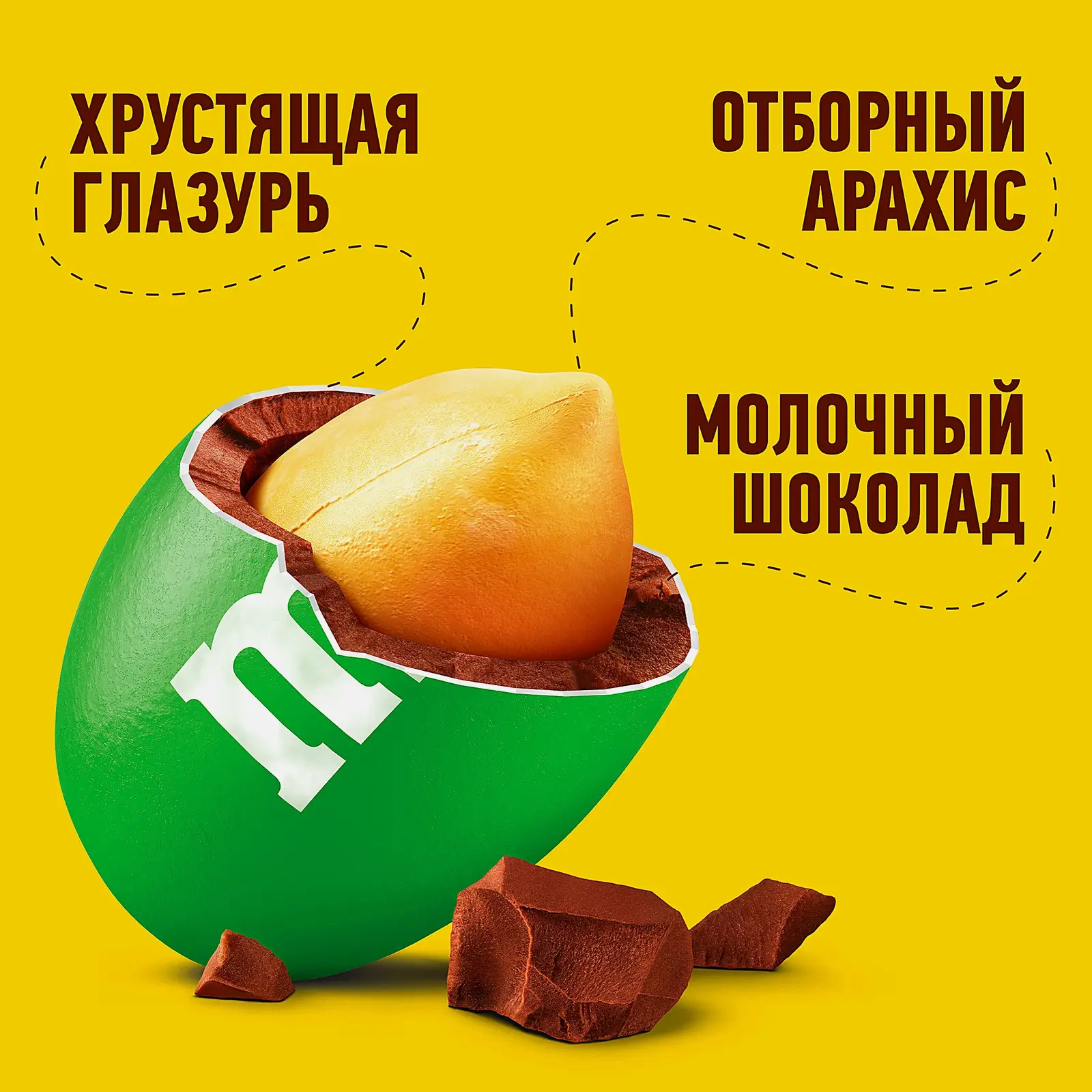 Драже M&M's с арахисом и молочным шоколадом 145г