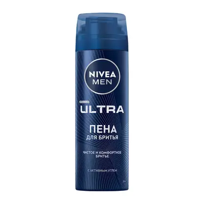 Изображение товара Пена для бритья С активным углем NIVEA Men Ultra 200мл Изображение товара Пена для бритья С активным углем NIVEA Men Ultra 200мл