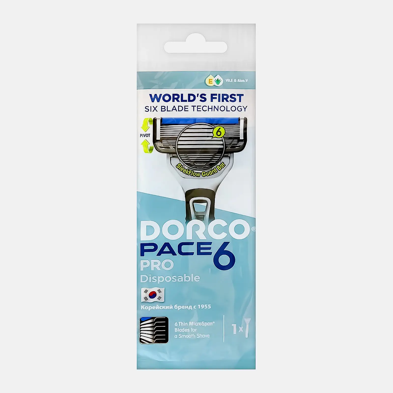 Одноразовый станок для бритья 6 лезвия мужской Dorco Pace 6 Pro Одноразовый станок для бритья 6 лезвия мужской Dorco Pace 6 Pro