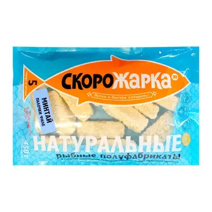 Изображение товара Палочки из филе минтая в панировке Скорожарка 350г быстрое приготовление вкусное блюдо
