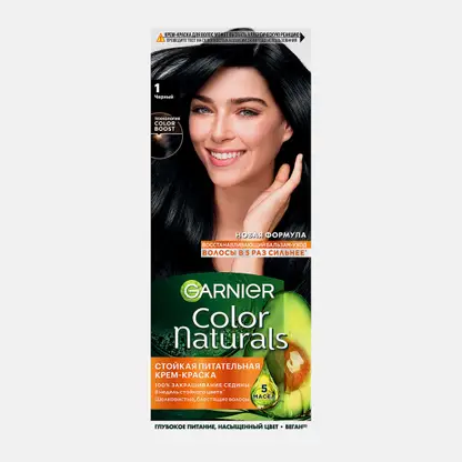 Стойкая крем-краска для волос Garnier Color Naturals Питательная оттенок 1 Черный