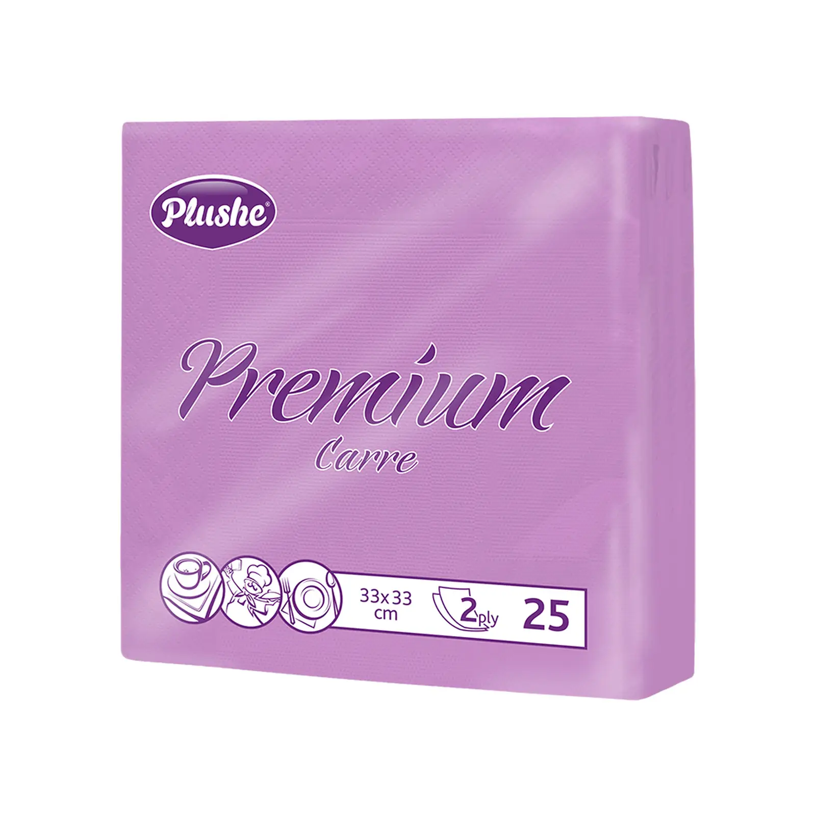 Салфетки бумажные Plushe Premium 2 слоя 33*33см 25 листов