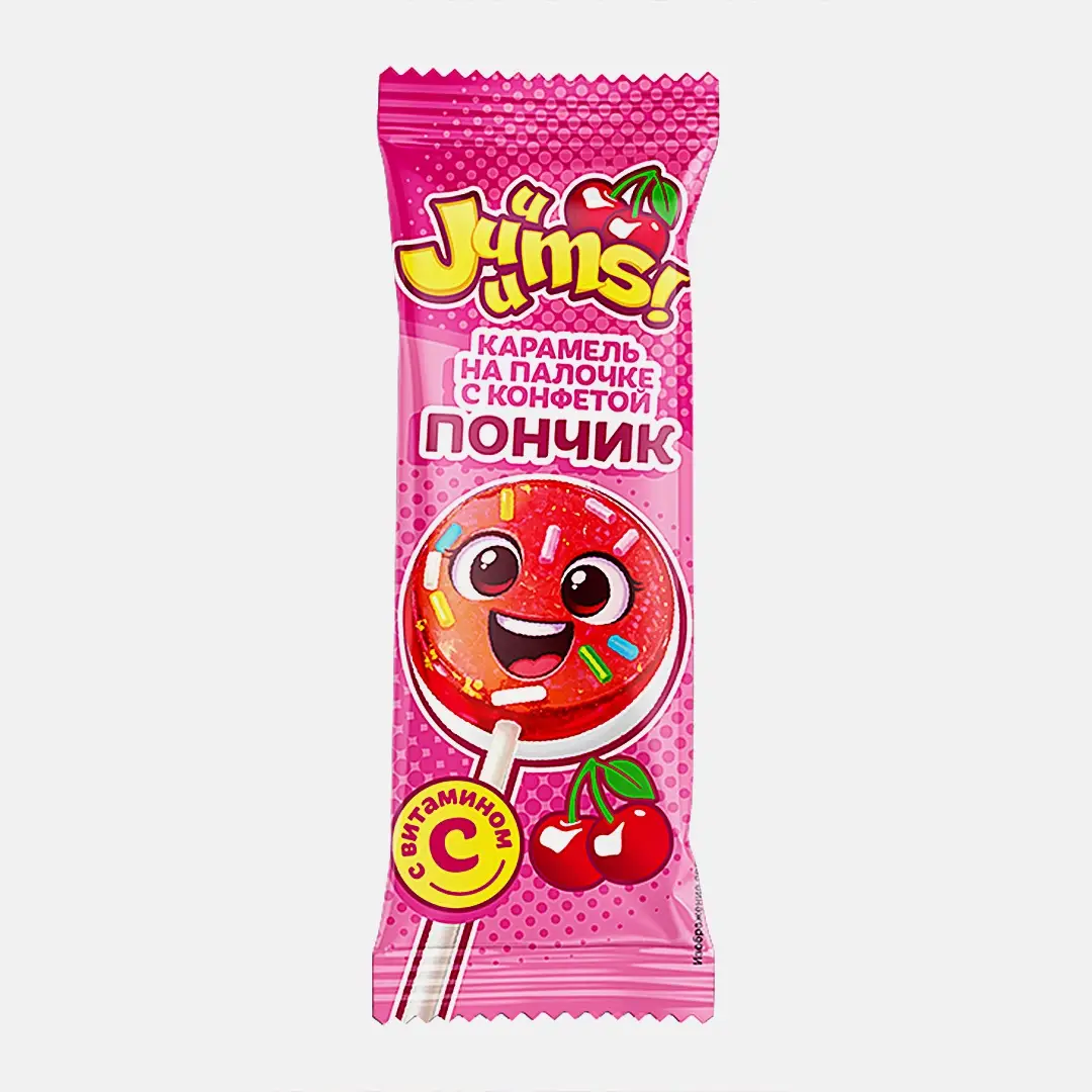 Карамель на палочке с конфетой Crazy Пончик Juuums 10г в ассортименте - фото 3 Карамель на палочке с конфетой Crazy Пончик Juuums 10г в ассортименте - фото 3