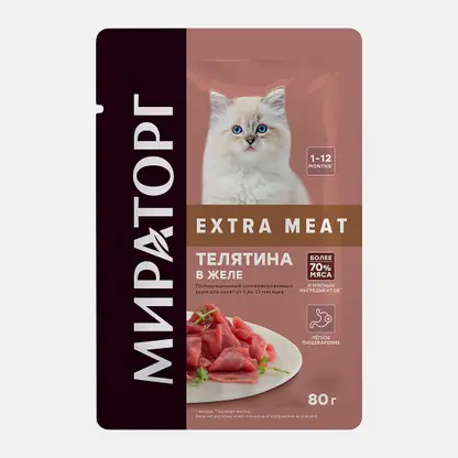 Влажный корм для котят Мираторг Extra Meat телятина в желе 80г