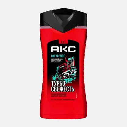Гель для душа 3в1 Турбо свежесть Tokyo Vibe Axe 250мл