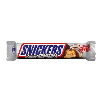 Изображение товара Шоколадный батончик Пломбир Snickers 2шт*40.5г