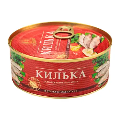 Изображение товара Килька За Родину балтийская неразделанная в томатном соусе 240г