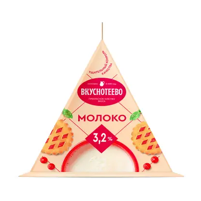 Изображение товара Молоко Вкуснотеево ультрапастеризованное 3.2% 200мл