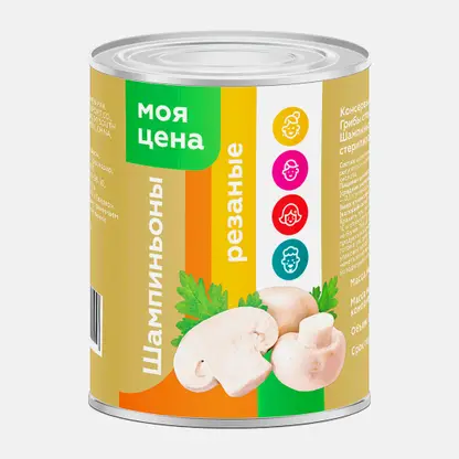 Шампиньоны Моя цена консервированные резаные 400г