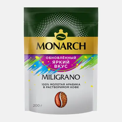 Растворимый кофе с добавлением молотого Милиграно Monarch 200г