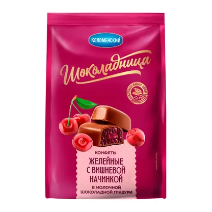 Изображение товара Конфеты желейные с вишневой начинкой в молочной шоколадной глазури Шоколадница 160г