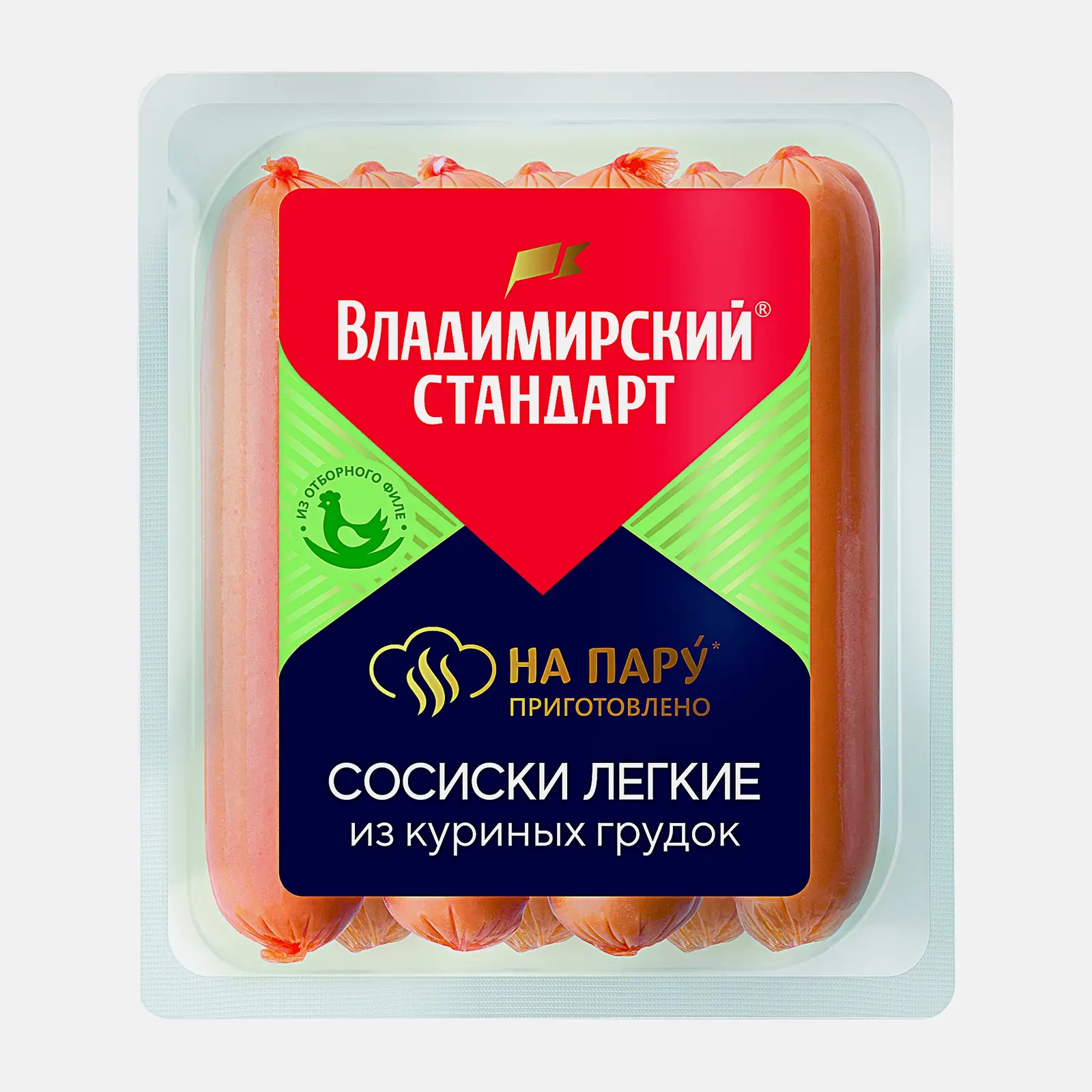 Изображение товара Сосиски Владимирский стандарт Легкие из куриных грудок на пару 330г
