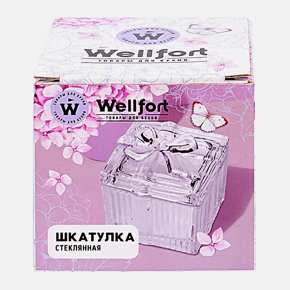 Шкатулка стеклянная Wellfort Бант 8.5см