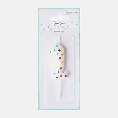 Свеча-цифра 1 Пакетико Happy Birthday