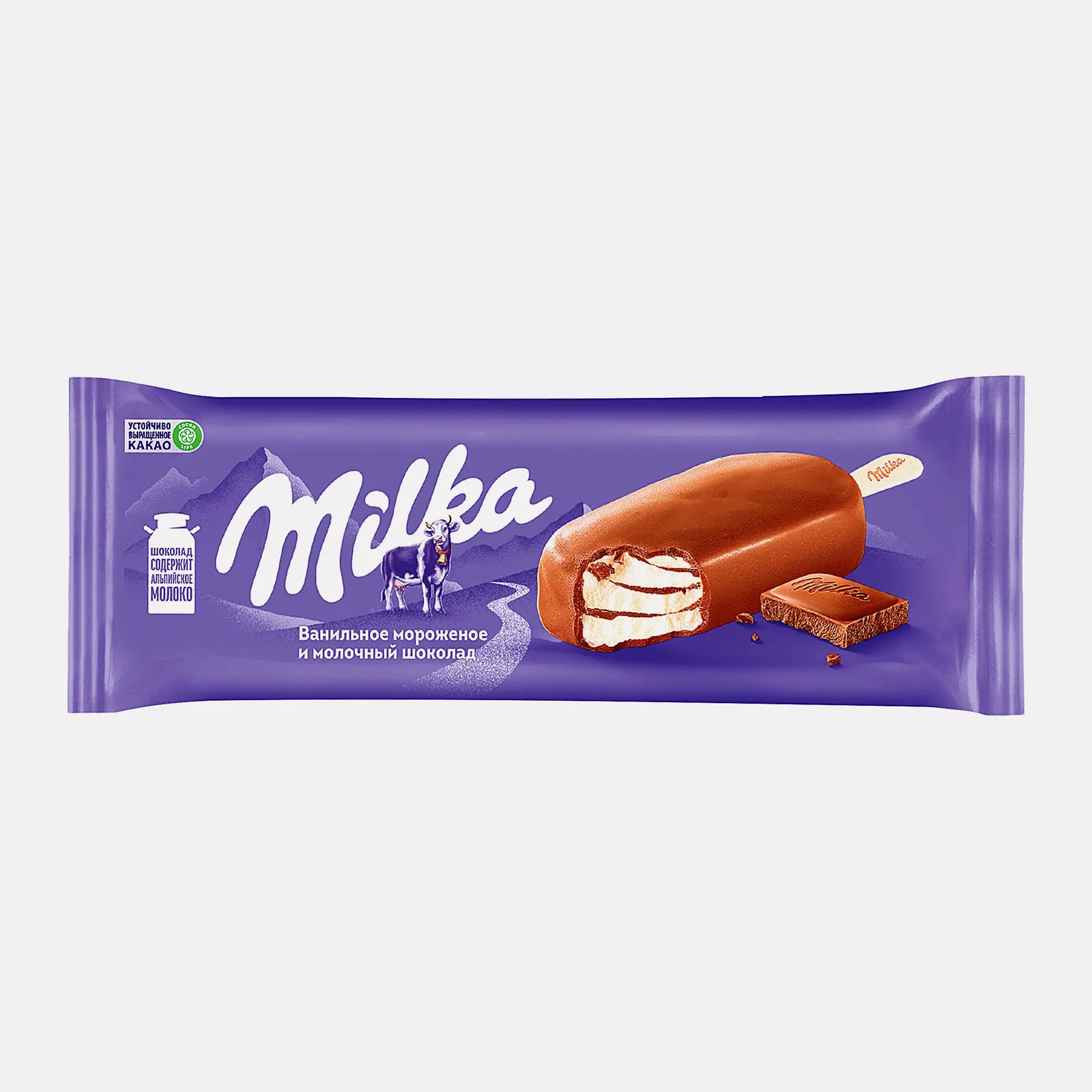 Мороженое Milka Эскимо Ванильное с молочным шоколадом 62г