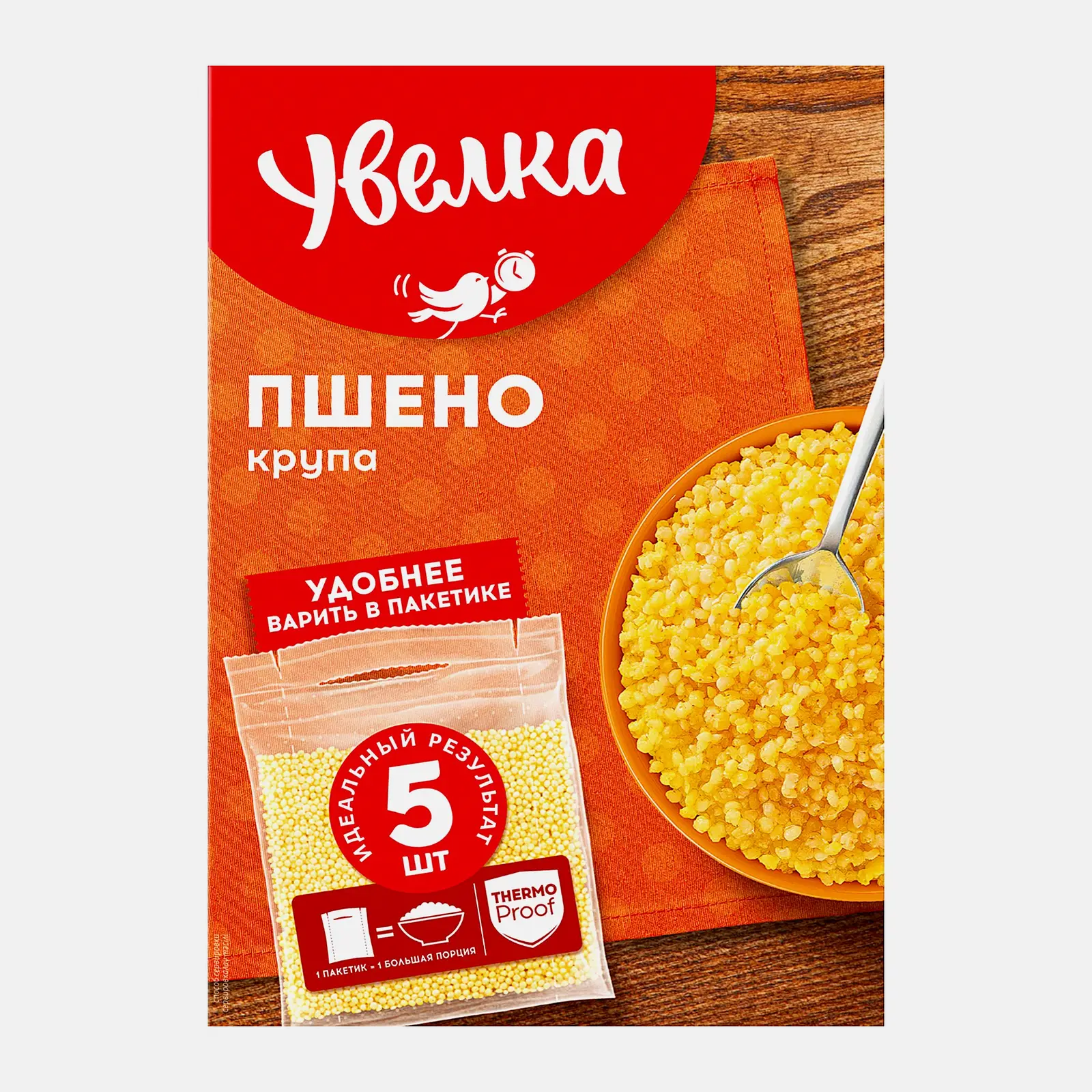 Изображение товара Крупа Пшено Увелка шлифованное 5 пакетов по 80 г легко готовится