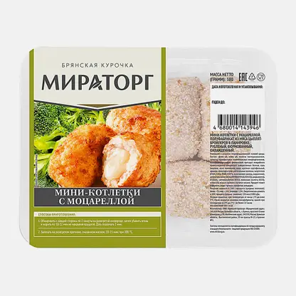 Котлеты с моцареллой Мираторг из цыпленка бройлера охлажденные 380г