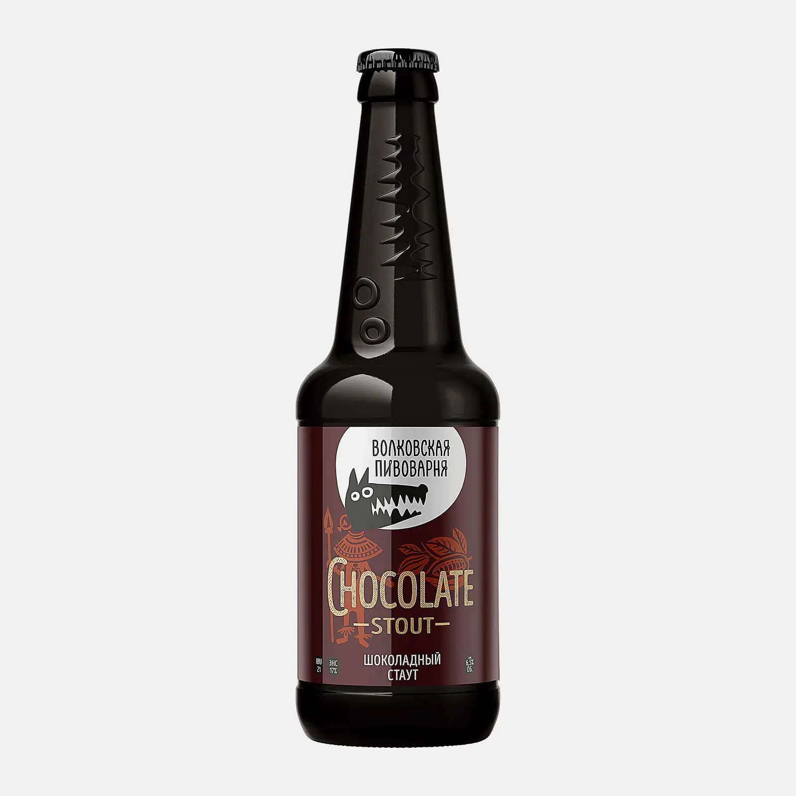 Пивной напиток Волковская пивоварня Chocolate Staut темный осветленный нефильтрованный пастеризованный 6.5% 450мл