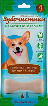 Лакомства для чистки зубов Зубочистики для собак средних пород с кальцием 90г