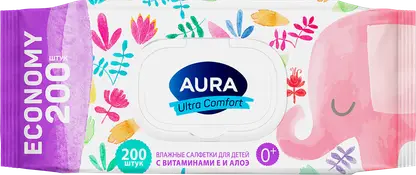 Салфетки влажные Aura Ultra Comfort детские 200шт