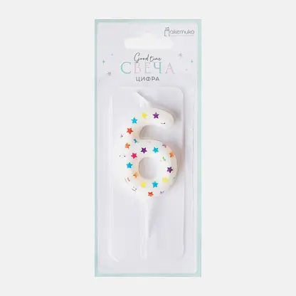 Свеча-цифра 6 Пакетико Happy Birthday