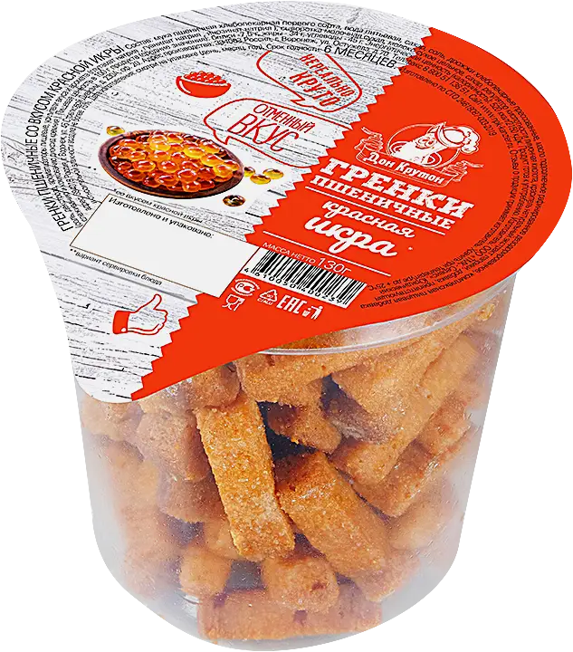 Изображение товара Гренки Дон Крутон Красная икра пшеничные 130г - вкусная закуска с натуральным ароматом