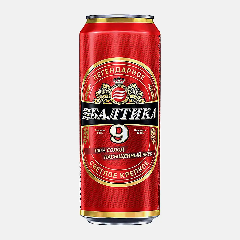 Изображение товара Пиво Балтика №9 светлое 8% 450мл жестяная банка оригинальный рецепт