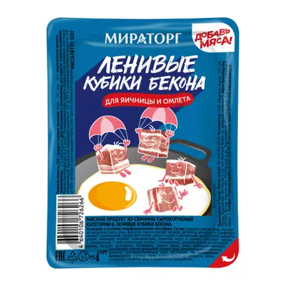 Изображение товара Кубики бекона ленивые Мираторг 150г в ассортименте