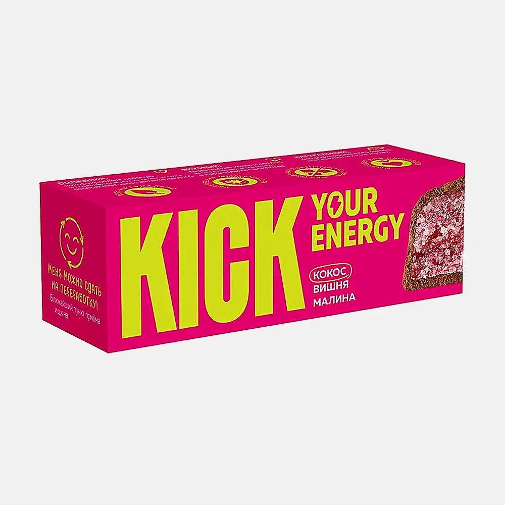 Батончик кокосовый с вишней и малиной в карамельном шоколаде Kick Your Energy 45г - фото 2 Батончик кокосовый с вишней и малиной в карамельном шоколаде Kick Your Energy 45г - фото 2