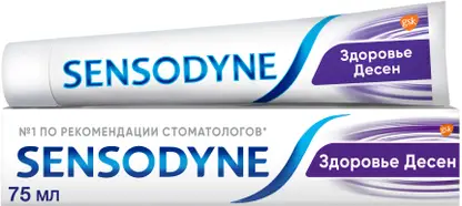 Изображение товара Зубная паста Sensodyne Здоровье Десен для чувствительных зубов с фтором освежающий мятный вкус 75мл Изображение товара Зубная паста Sensodyne Здоровье Десен для чувствительных зубов с фтором освежающий мятный вкус 75мл