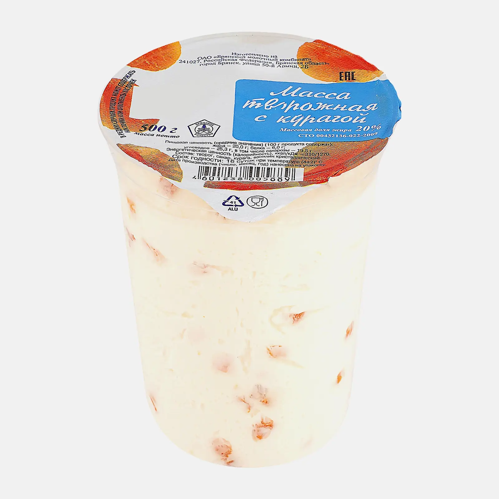 Изображение товара Масса творожная Брянский МК с курагой 20% 500г