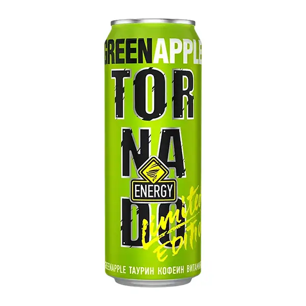 Изображение товара Энергетический напиток Tornado Max Greenapple 450 мл - бодрость и энергия